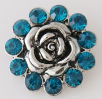 (image for) Snap Jewelry Rhinestone - Flower Rose - Teal Blue