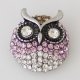 (image for) Snap Jewelry Rhinestone - Owl - Clear, Pink & Brown