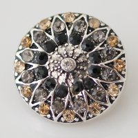 (image for) Snap Jewelry Rhinestone - Flower - Beige, Gray & Black