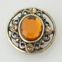 (image for) Snap Jewelry Rhinestone - Gold - Oval Amber