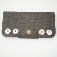 (image for) Snap Jewelry Leather Wallet - Brown Patterned