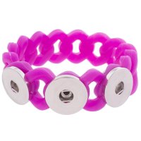 (image for) Snap Jewelry Bracelet Silicone Fuchsia Holds 3 18-20mm Snap 7.2"