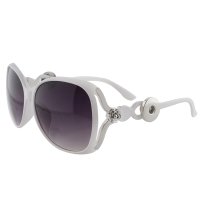 (image for) Snap Jewelry Sunglasses - White with Silver Rose Accent