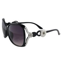 (image for) Snap Jewelry Sunglasses - Black with Silver Rose Accent