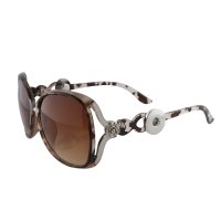 (image for) Snap Jewelry Sunglasses - Animal Print with Silver Rose Accent