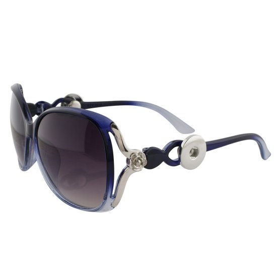 (image for) Snap Jewelry Sunglasses - Blue with Silver Rose Accent - Click Image to Close