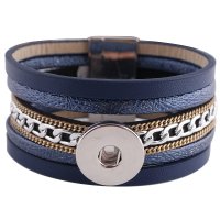 (image for) Snap Jewelry 18-20mm Magnetic Blue Leather Bracelet 8"