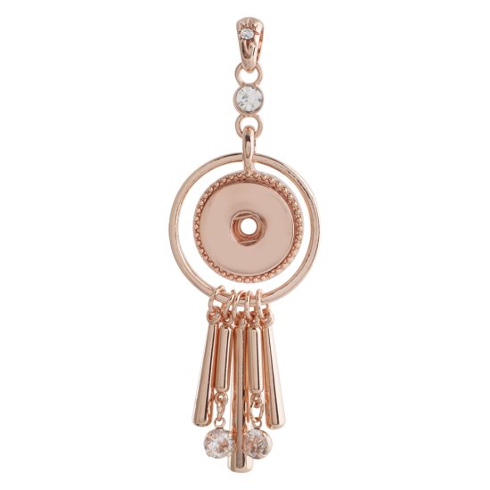 (image for) Snap Jewelry Pendant Rose Gold Tone Open Halo Rhinestone Tassel - Click Image to Close