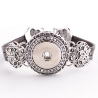 (image for) Snap Jewelry Bracelet Leather - Flower Brown Leather