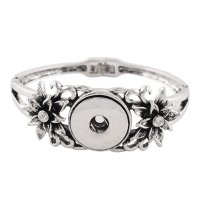 (image for) Snap Jewelry Bracelet Bangle Style - Snap Lock & Flower Design