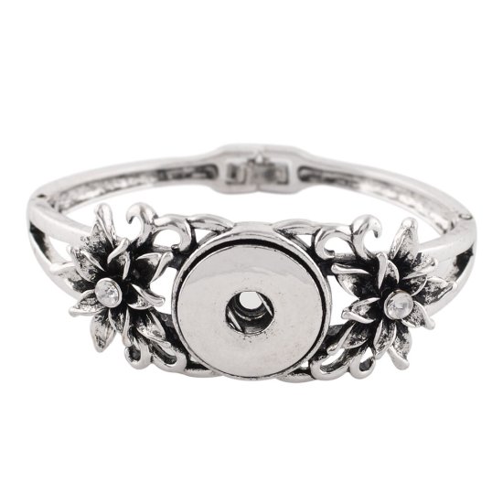 (image for) Snap Jewelry Bracelet Bangle Style - Snap Lock & Flower Design - Click Image to Close