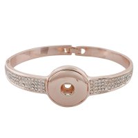 (image for) Snap Jewelry Snap Lock Clasp Bangle - Rose Gold-Tone Rhinestones