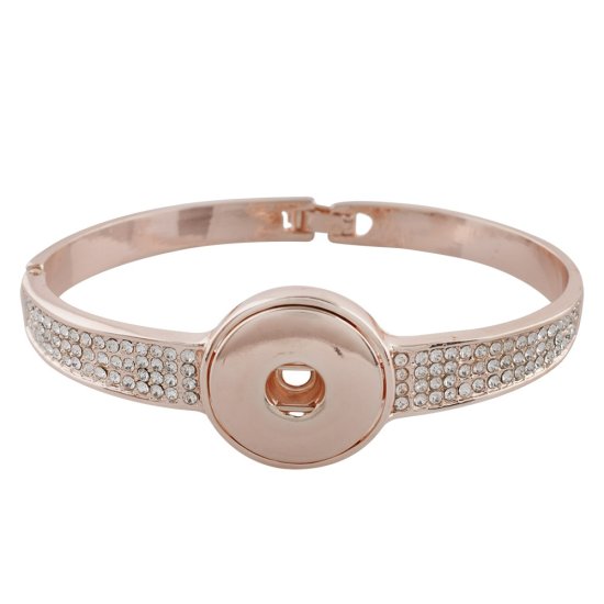 (image for) Snap Jewelry Snap Lock Clasp Bangle - Rose Gold-Tone Rhinestones - Click Image to Close