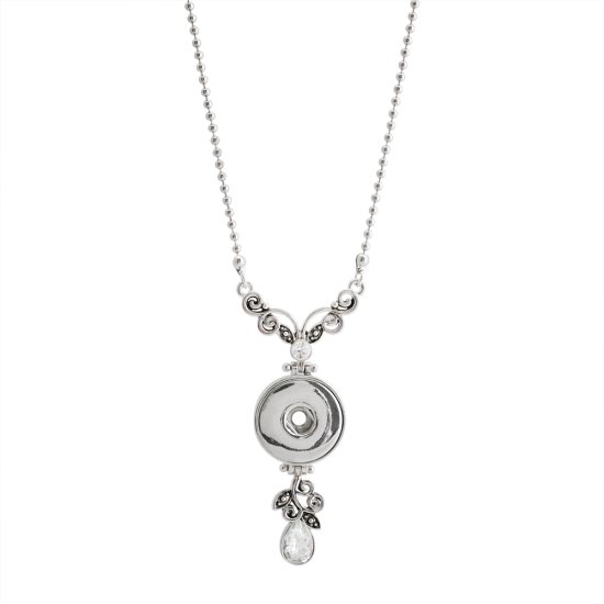 (image for) Snap Jewelry Necklace - Rhinestone Teardrop Scroll - 24" + 3"ext - Click Image to Close