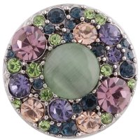 (image for) Snap Jewelry Stone - Green Stone & Multi color Rhinestones