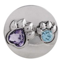 (image for) Snap Jewelry Rhinestone - Dog Paws in Light Blue & Amethyst