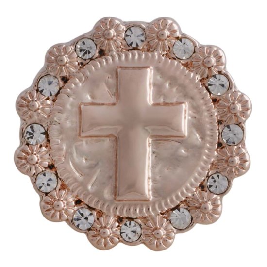 (image for) Snap Jewelry Rhinestone On Rose Gold - Cross Clear - Click Image to Close