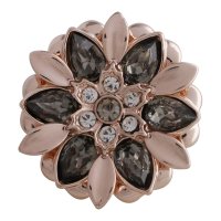 (image for) Snap Jewelry Rhinestone - Gray & Pink Flower Rose Gold Metal