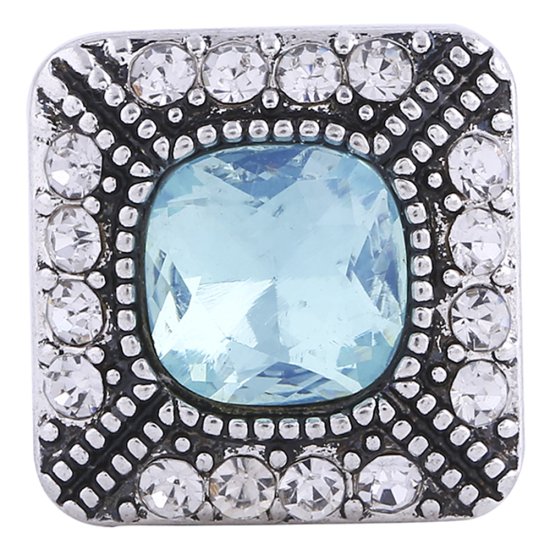 (image for) Snap Jewelry Rhinestone - Square Halo AB Blue & Clear - Click Image to Close