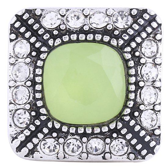 (image for) Snap Jewelry Rhinestone - Square Halo Clear & Peridot Stone - Click Image to Close