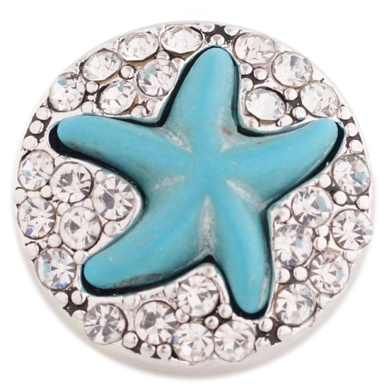 (image for) Snap Jewelry Rhinestone Starfish Light Blue & Clear - Click Image to Close