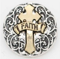 (image for) Snap Jewelry Metal - Faith & Gold Cross Silver-Tone