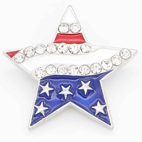 (image for) Snap Jewelry 18-20mm Enamel US Flag on Star Large - Click Image to Close