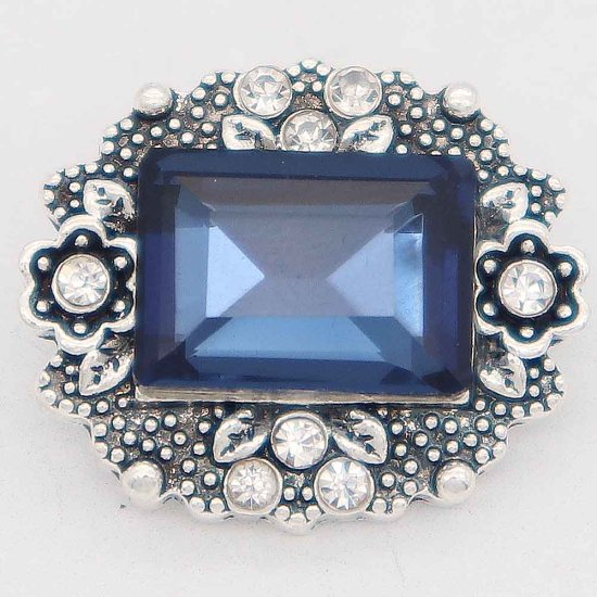 (image for) Snap Jewelry Rhinestone - Antique Dark Blue Emerald-cut - Click Image to Close