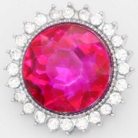 (image for) Snap Jewelry Rhinestone - Clear Halo Faceted Pink Center