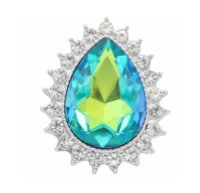 (image for) Snap Jewelry Rhinestone Blue AB Pear Tear Drop & Clear Halo