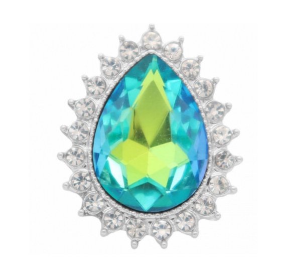 (image for) Snap Jewelry Rhinestone Blue AB Pear Tear Drop & Clear Halo - Click Image to Close