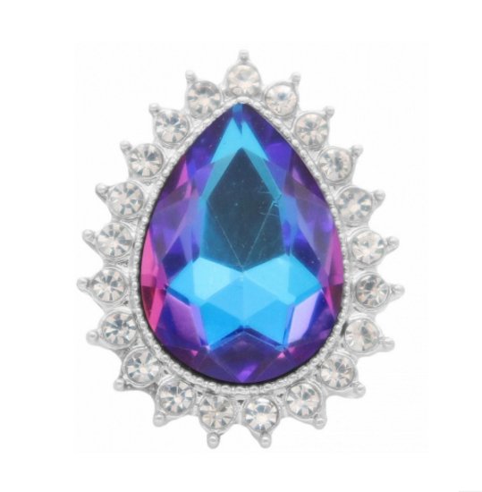 (image for) Snap Jewelry Rhinestone Purple AB Pear Tear Drop & Clear Halo - Click Image to Close