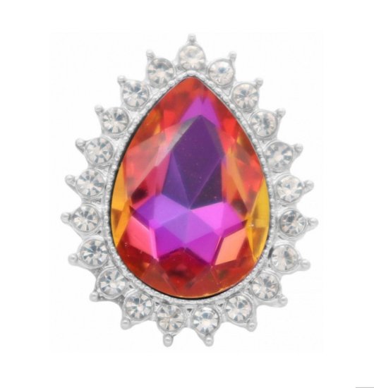 (image for) Snap Jewelry Rhinestone Pink Red AB Pear Tear Drop & Clear Halo - Click Image to Close