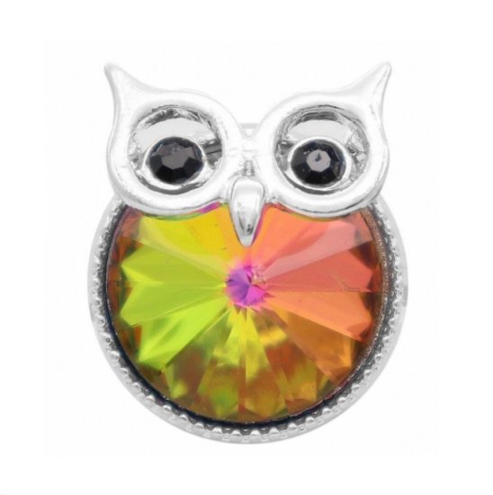 (image for) Snap Jewelry Rhinestone Owl Mystic Topaz Faceted - Click Image to Close