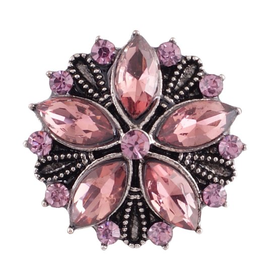 (image for) Snap Jewelry Rhinestone - Antique Designer Flower Mauve Purple - Click Image to Close