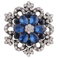 (image for) Snap Jewelry Rhinestone - Designer Flower Burst Clear & Blue