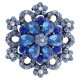 (image for) Snap Jewelry Rhinestone Flower Silver Base - Shades of Blue