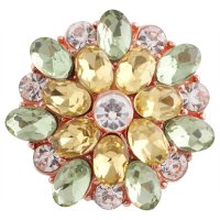 (image for) Snap Jewelry Rhinestone - Oval Flower Yellow & Green Rose Gold