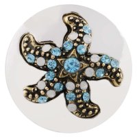 (image for) Snap Jewelry Rhinestone Starfish Silver & Gold w/ Blue & Opalite