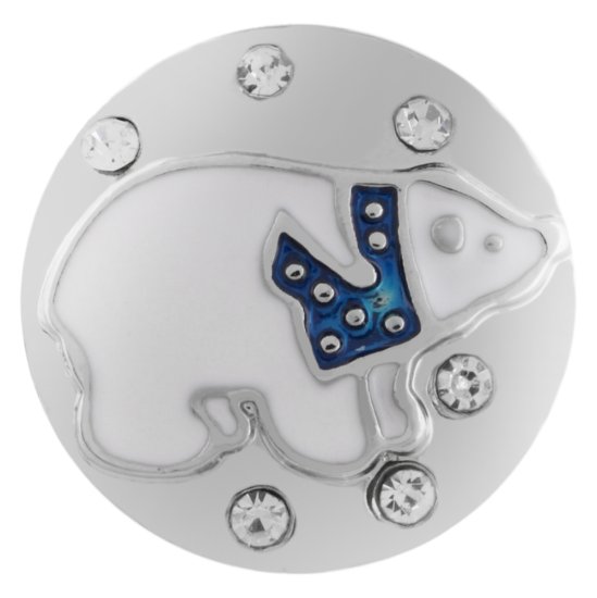 (image for) Snap Jewelry Enamel & Rhinestone - Polar Bear - Click Image to Close