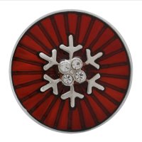 (image for) Snap Jewelry 18-20mm Enamel Snowflake Red & Clear Rhinestones