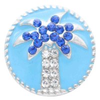 (image for) Snap Jewelry Enamel - Palm Tree on Blue & Clear/Blue Stones