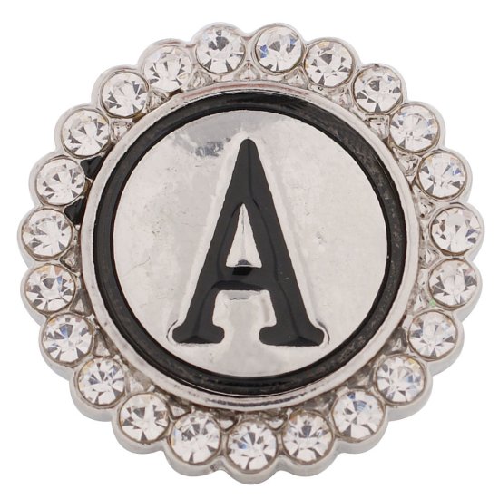 (image for) Snap Jewelry Alphabet Letter A - Metal Rhinestones - Click Image to Close