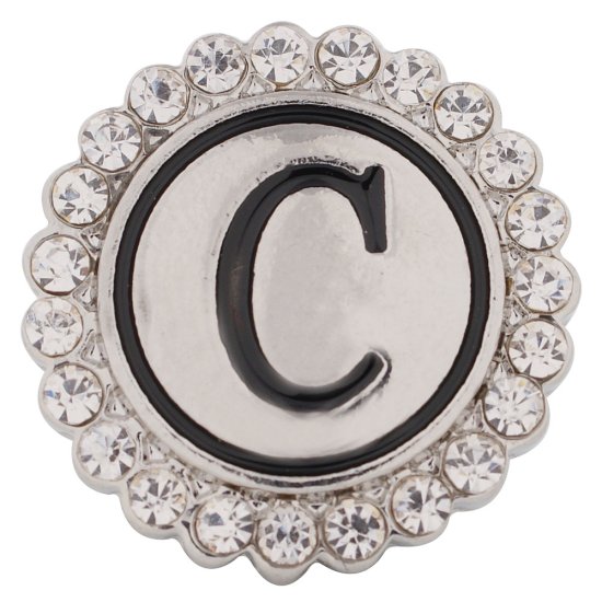 (image for) Snap Jewelry Alphabet Letter C - Metal Rhinestones - Click Image to Close