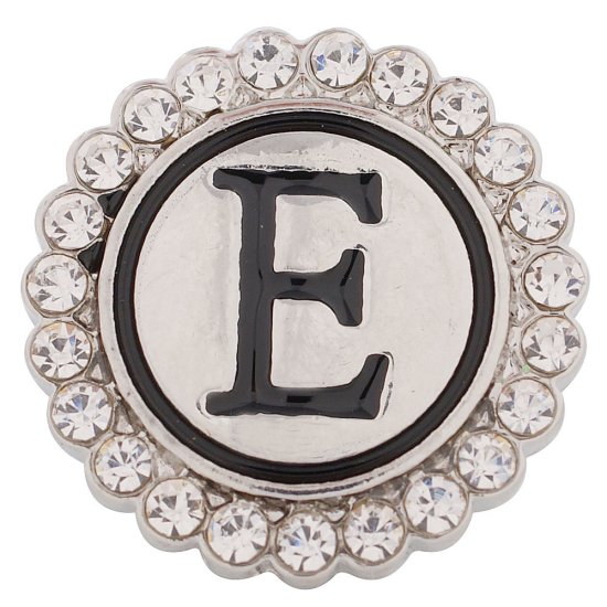 (image for) Snap Jewelry Alphabet Letter E - Metal Rhinestones - Click Image to Close