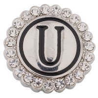 (image for) Snap Jewelry Alphabet Letter U - Metal Rhinestones