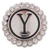 (image for) Snap Jewelry Alphabet Letter Y - Metal Rhinestones