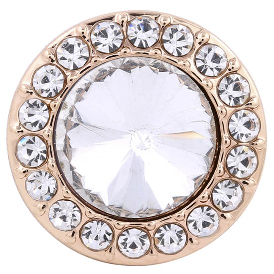 (image for) Snap Jewelry Rhinestone - Rose Gold Faceted Crystal Clear Halo - Click Image to Close