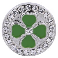 (image for) Snap Jewelry Rhinestone - Four Leaf Clover Green & Clear