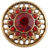 (image for) Snap Jewelry Rhinestone - Gold Tone - Red Flower